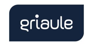 É uma imagem de logotipo em formato horizontal. O assunto principal é a marca Griaule. A paisagem é um fundo retangular com cantos arredondados, na cor azul-marinho. O texto está em branco. A ação é de apresentar o logotipo, que consiste na palavra "griaule" em fonte minúscula e estilizada, com um pequeno ponto branco sobre a letra 'i'. Fim de descrição. 